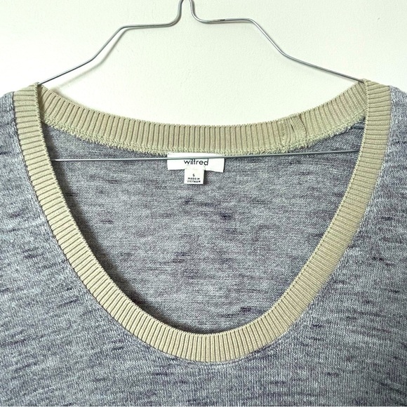 Wilfred Two-Tone Sweater – Rounded Neckline, Raw Edge Hem, Size Small - Picture 2 of 10